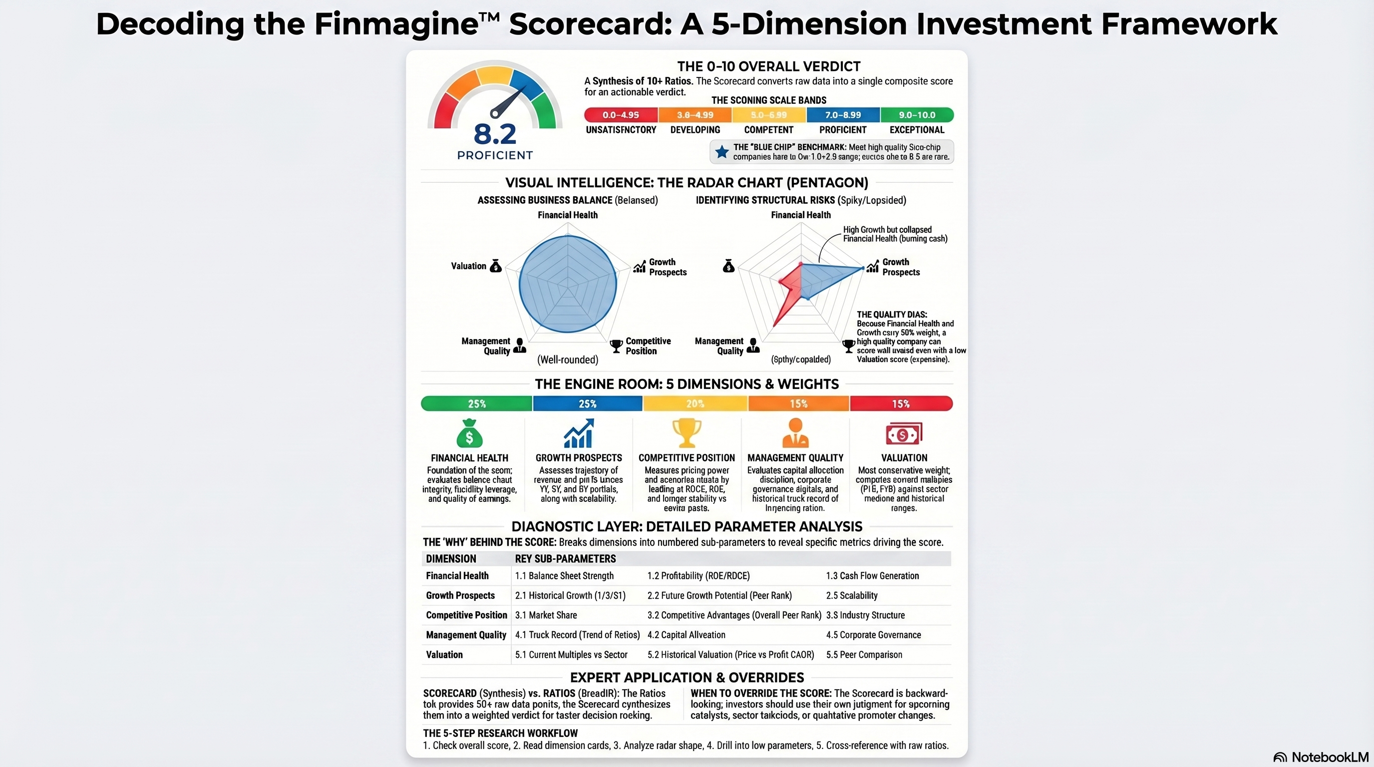 Finmagine Scorecard Framework Infographic — complete visual guide to the five-dimension scoring system